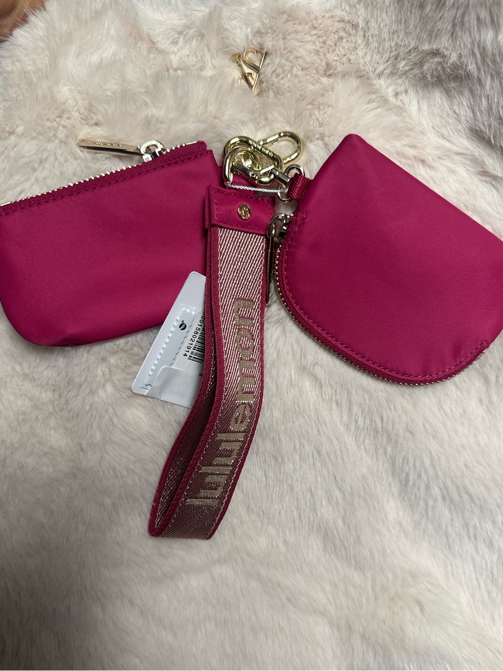 lululemon athletica Hot Pink Multi-Pouch Keychain Wristlet